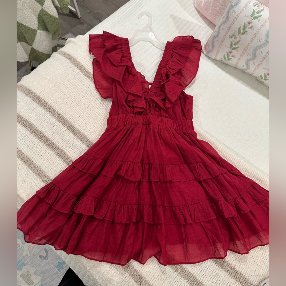 red ruffle dress